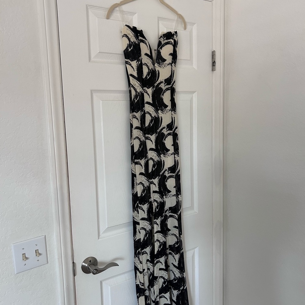 Windsor Black and White Strapless Maxi Dress
